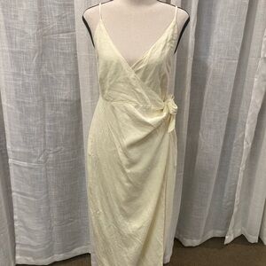 UO Yellow Buttercream Wrap Dress